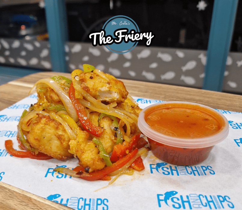 Chicken Bites with Sauce Served at The Friery Fish & Chips Takeaway in Edinburgh!